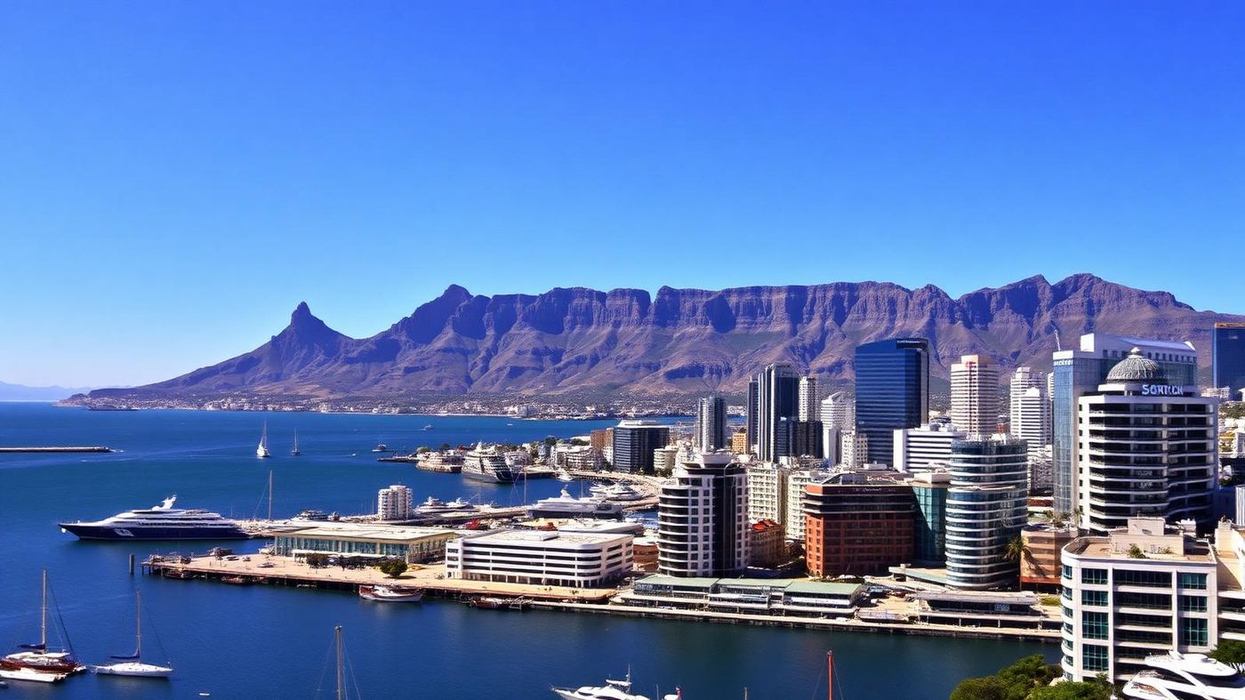 Cape Town com Table Mountain e V&A Waterfront
